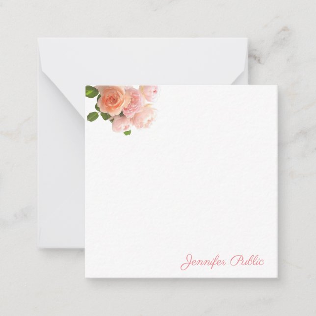 Aquarelle Rose texte manuscrit Modèle floral (Devant)