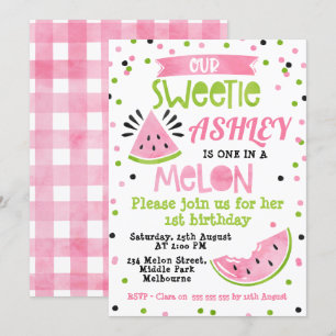 Aquarelle rose Un Dans Un Melon Invitation Anniver