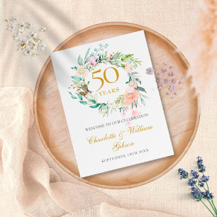 Aquarelle Rose verdure Floral Menu Choix RSVP