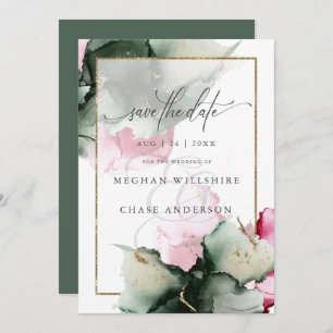 Aquarelle rose verte moderne Sage Abstrait