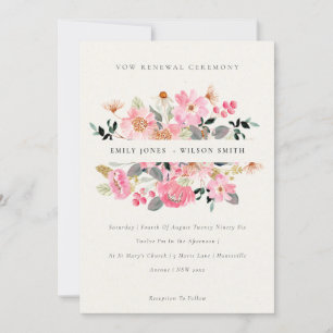 Aquarelle rose vif Floral Wow Invitation de renouv