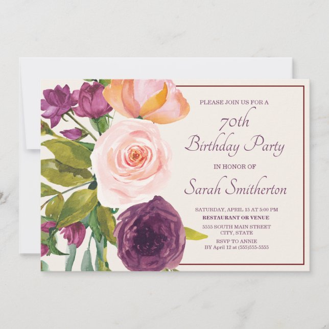 Aquarelle rose violet 70e (Devant)