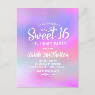 Aquarelle rose violet doux 16 Invitation