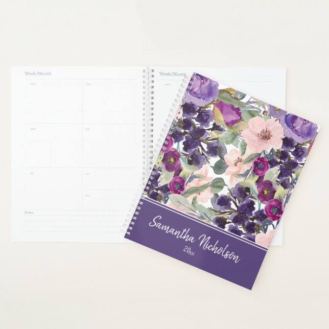 Aquarelle rose violet violet Boho floral (Devant avec enveloppe)
