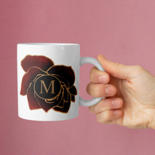 Aquarelle Roses or Bourgogne Monogram café Mug