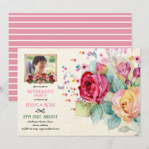 Aquarelle Roses RETRAITE PHOTO Invitations rose