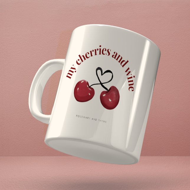 Aquarelle rouge cerisier Coeur Mug (Créateur téléchargé)