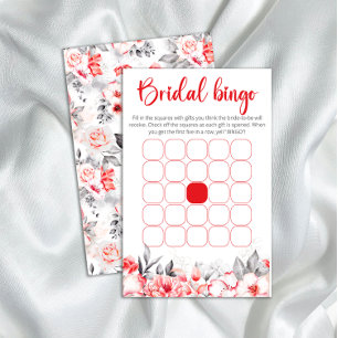 Aquarelle rouge et gris Fleurs douche nuptiale