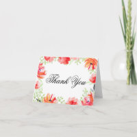 Aquarelle rouge et Merci de fleurs de pavot d'orna