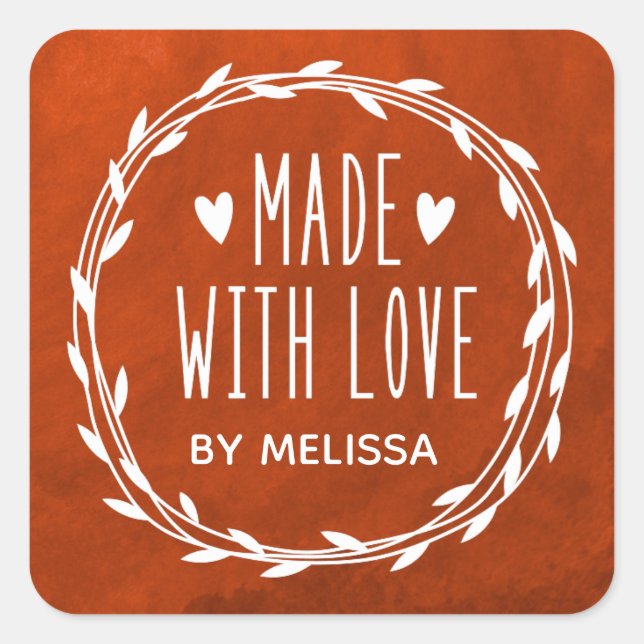 Aquarelle Rouge Faite Avec Étiquette Amour (Devant)