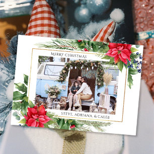 Aquarelle rouge Florale photo Carte de Noël