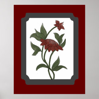 Aquarelle Rouge Lotus Poster Imprimer