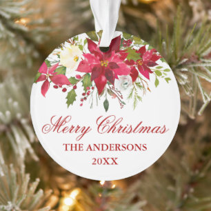 Aquarelle Rouge Poinsettia Floral Personnalisé