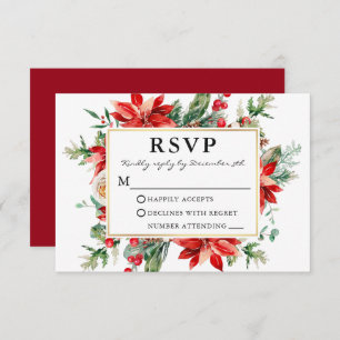 Aquarelle Rouge Poinsettia Mariage floral RSVP