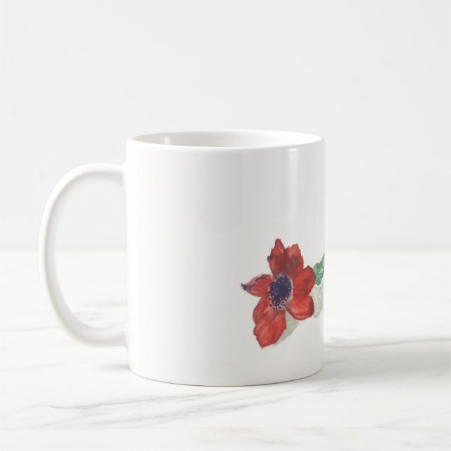 Aquarelle rouge ranunculus tasse à café (Gauche)