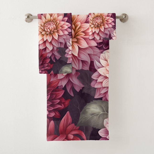 Aquarelle Rouge rose Dahlia Motif Design (En situation)