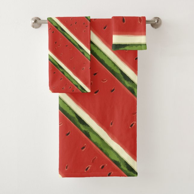 Aquarelle rouge vif serviette de pastèque (En situation)