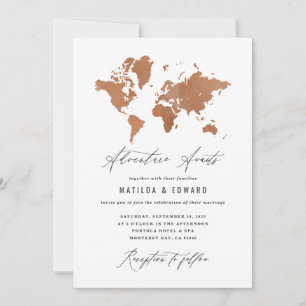 Aquarelle rouille carte du monde Voyage mariage