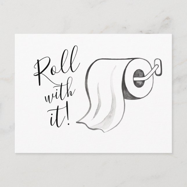 Aquarelle Rouleau avec elle Carte Postponte (Devant)