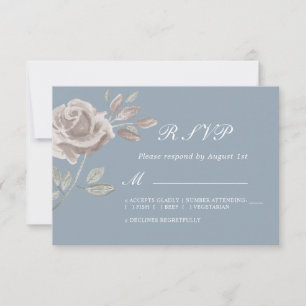 Aquarelle RSVP minimale bleu et Rose poussiéreux