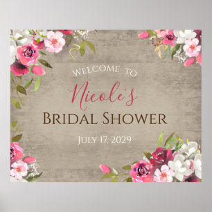 Aquarelle rustique Affiche de bienvenue florale