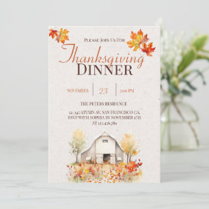 Aquarelle Rustique Automne Thanksgiving Invitation