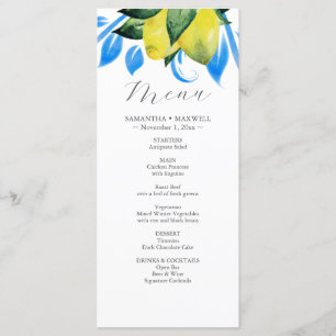 Aquarelle rustique Branche de citron Menus Mariage