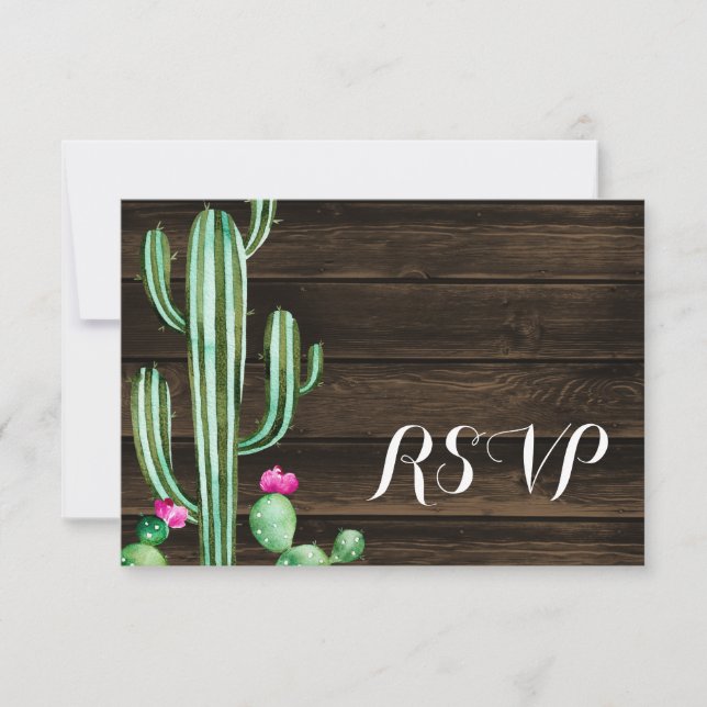Aquarelle rustique Cactus Grange Bois RSVP (Devant)