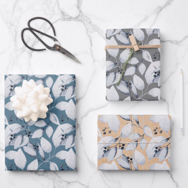 Aquarelle rustique Dusty Feuille hiver (Recto)