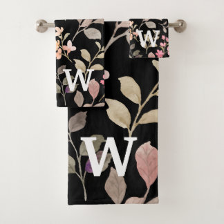 Aquarelle Rustique Feuille Monogramme