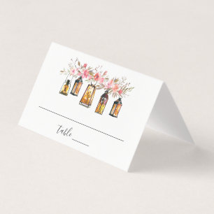 Aquarelle rustique Floral Lanterne Mariage Place