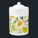 Aquarelle rustique Jardin Floral Botanique<br><div class="desc">Aquarelle Rustique Jardin Floral Botanique Teapot</div>