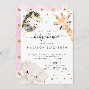 Aquarelle Safari Baby shower animal Invitation