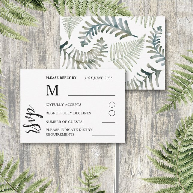 Aquarelle Sage Green Foliage Mariage RSVP (Créateur téléchargé)
