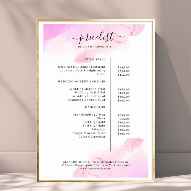 Aquarelle Salon d'Encre Tarifs Poster (Watercolor Ink Salon Price List Poster)