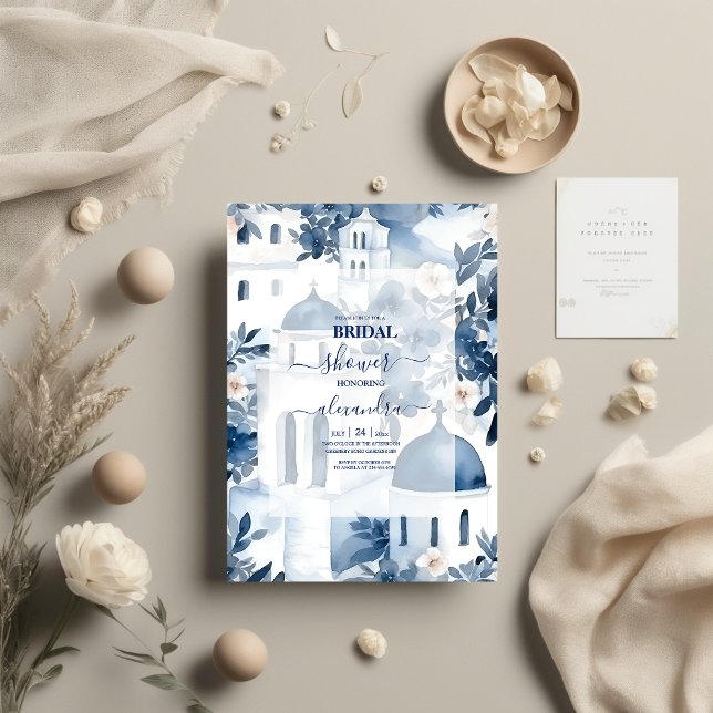 Aquarelle Santorini Destination Invitation nuptial (Créateur téléchargé)