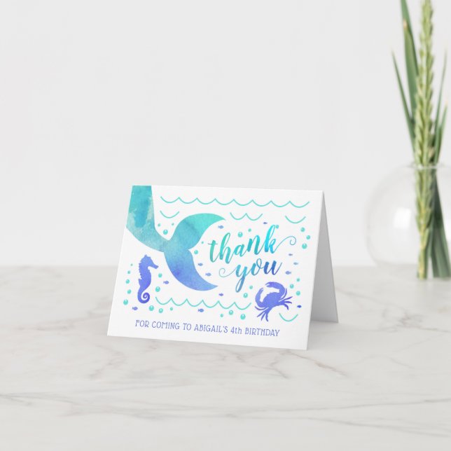 Aquarelle sarcelle sous la mer Mermaid Merci (Devant)