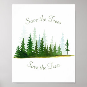 Aquarelle Sauvez La Forêt Des Arbres Poster