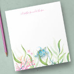 Aquarelle Sea Turtle Beach Stations Bloc-notes<br><div class="desc">Mignonne et côtière, cette papeterie tropicale présente les mots "Je préférerais être sous la mer" dans la typographie en écriture rose. Il peut être personnalisé avec votre nom de famille ou monogramme dans une typographie manuscrite. Ce bloc-notes est conçu à l'aide d'une réplique de ma première tortue marine aquarelle dans...</div>