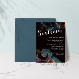 Aquarelle Seize Anniversaire Invitation