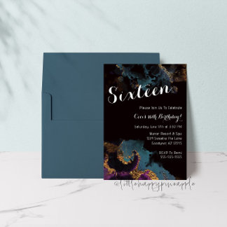 Aquarelle Seize Anniversaire Invitation