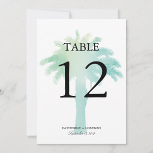 Aquarelle Serene Palm Tree Numéro de table