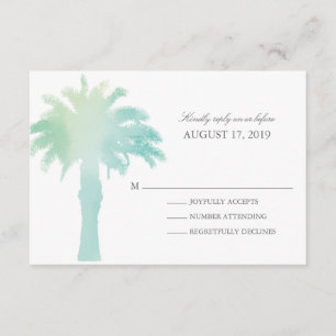 Aquarelle Serene Palm Tree RSVP de mariage