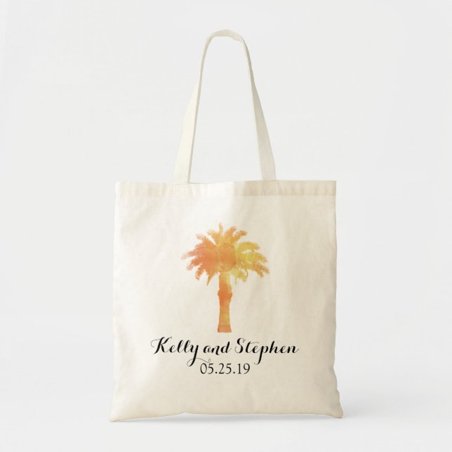 Aquarelle Serene Palm Tree | Sac d'invité Mariage (Devant)