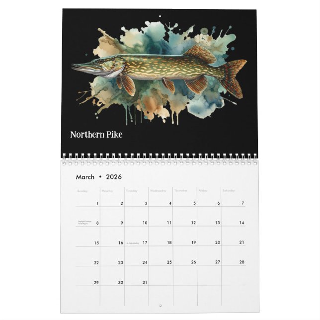 Aquarelle série : Calendrier Fish Aura 3 (Mar 2026)