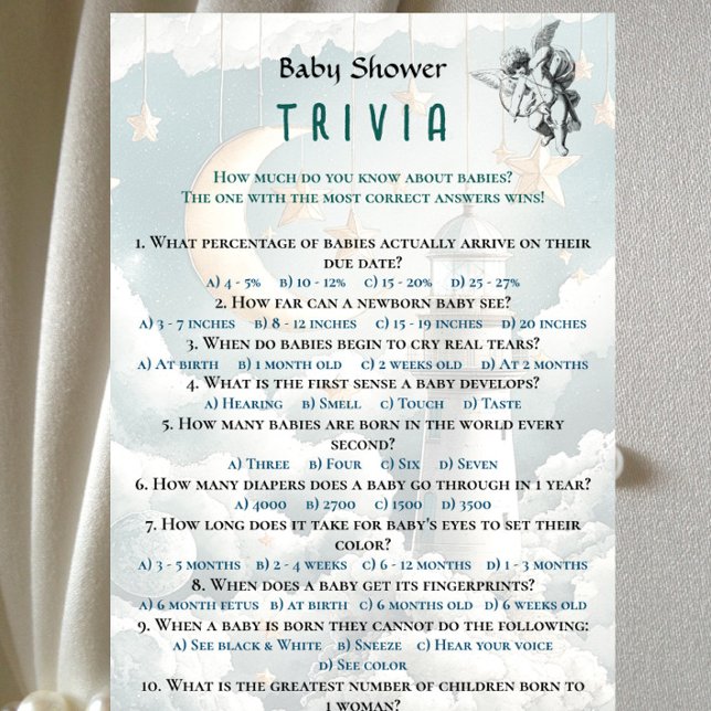 Aquarelle Sexe Baby shower Neutre Trivia Jeu (Créateur téléchargé)