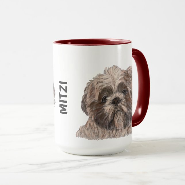 Aquarelle Shih Tzu Personnalisée Mug (Devant droit)