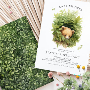 Aquarelle Shy Brown Bear Baby shower Invitation