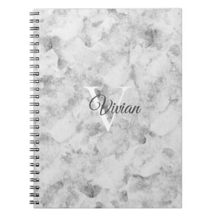 Aquarelle simple en marbre Monogramme Nom Carnet