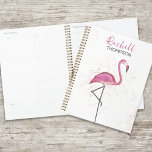 Aquarelle simple et élégante Flamant rose rose<br><div class="desc">Ce design comprend un flamant rose avec un nom personnalisé, pour n'importe quel planificateur professionnel ou rose fille féminine, un stylisé chic élégant design tendance police de script de calligraphie moderne, un fantaisie fantaisie amusante mignonne, pour la vie côtière d'oiseau tropical, un carnet d'école de commerce à domicile, une personnaliser...</div>